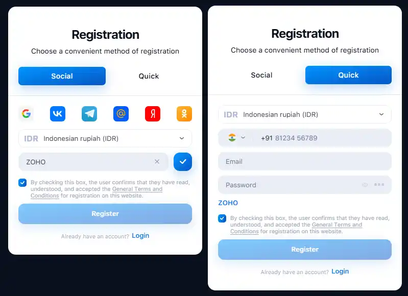 There are several registration options, choose the one that is convenient for you