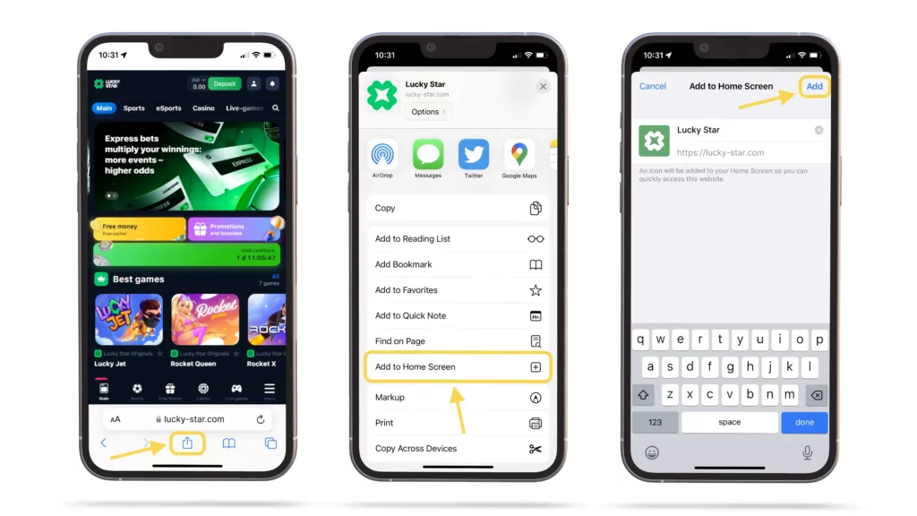 Install PWA LuckyStar for iOS